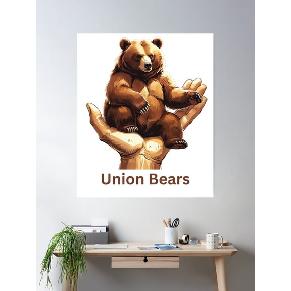 Union Bears Poster Wall Art, Modern Wall Decor For Living Room Bedroom, 24x36 UNFRAMED