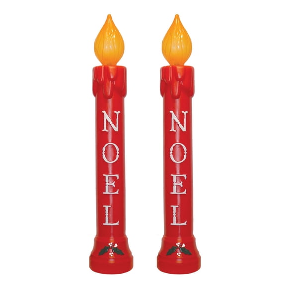 Union Christmas Illuminated Lighted 39 Inch Noel Candle, Holiday Decor, Red, 2 Pack