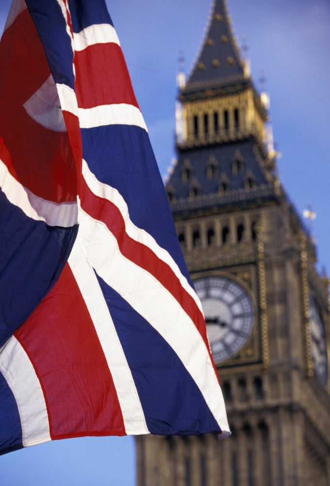 Union Flag And Big Ben Canvas Art - Doug McKinlay Design Pics (12 x 18)