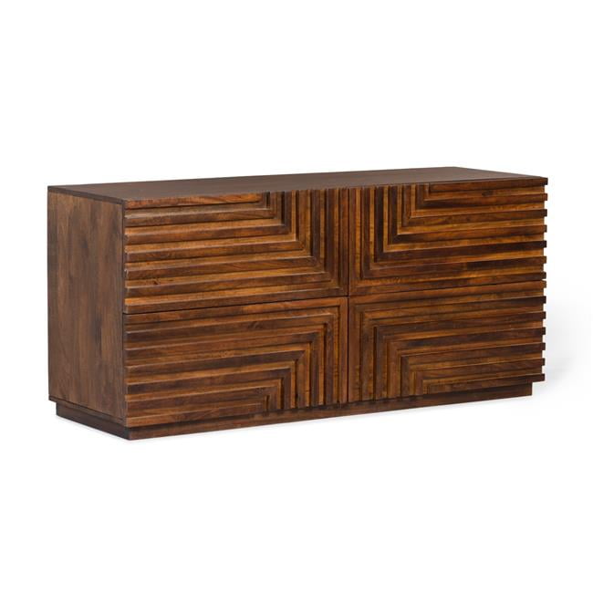 Union Home  60 in. Maze Wood Low Dresser, Dark Brown