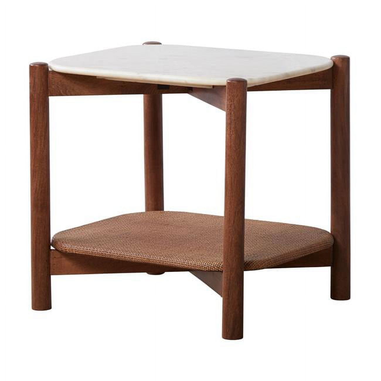 Porto Natural Acacia & Cane Side Table with Marble Top