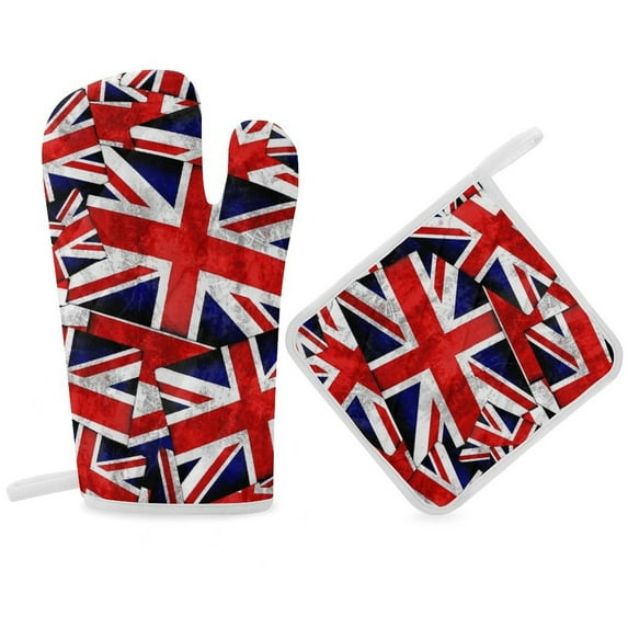 Union Jack British England UK Flag Oven Gloves And Pots Stand Set Oven Gloves And Pot Racks Pot Racks And Oven Gloves Set