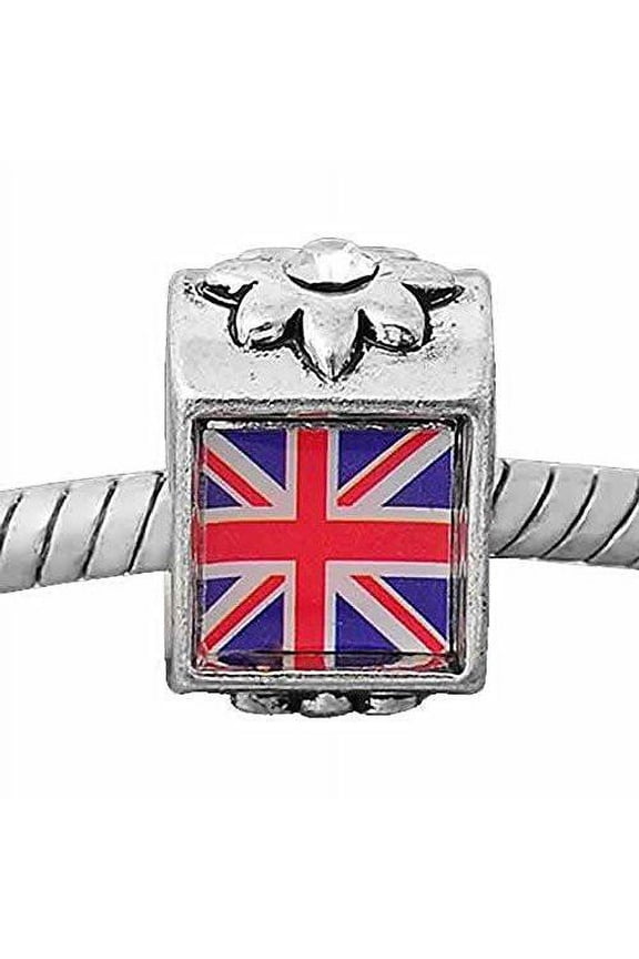 Union Jack British Flag Charm European Bead Compatible for Most European Snake Chain Bracelet