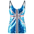 thumbnail image 1 of Union Jack British Flag Fashion People United Kingdom Flag Women Sequin Slim Adjustable Spaghetti Strap Tank Top Clothes, 1 of 6