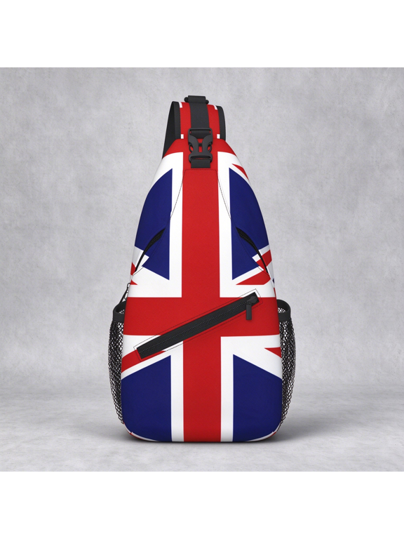 Union Jack British Flag Print Crossbody Sling Chest Bag, Foldable Large Capacity Hiking Shoulder Backpack, Fashion Durable Daypack for Shopping, Work, Travel, Beach, Fishing, School, Must-Have Travel