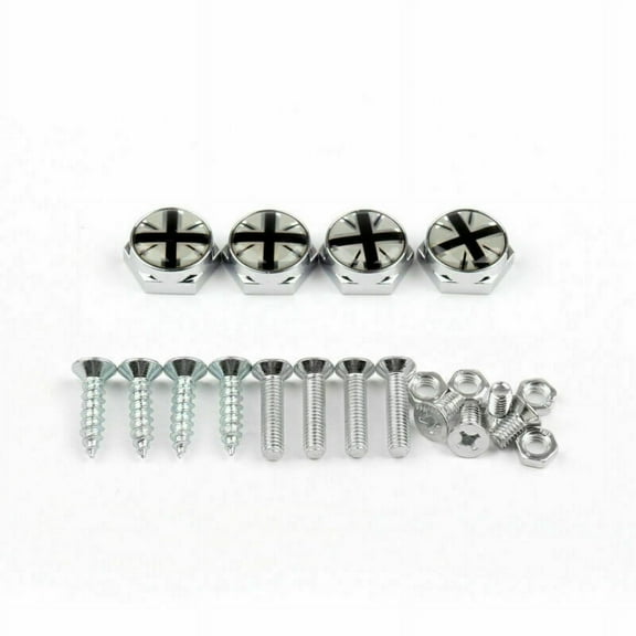 Union Jack Chrome Metal License Plate Frame Screw Bolt Cap for Mini Cooper CN S7