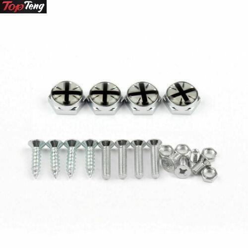 Union Jack Chrome Metal License Plate Frame Screw Bolt Cap for Mini Cooper