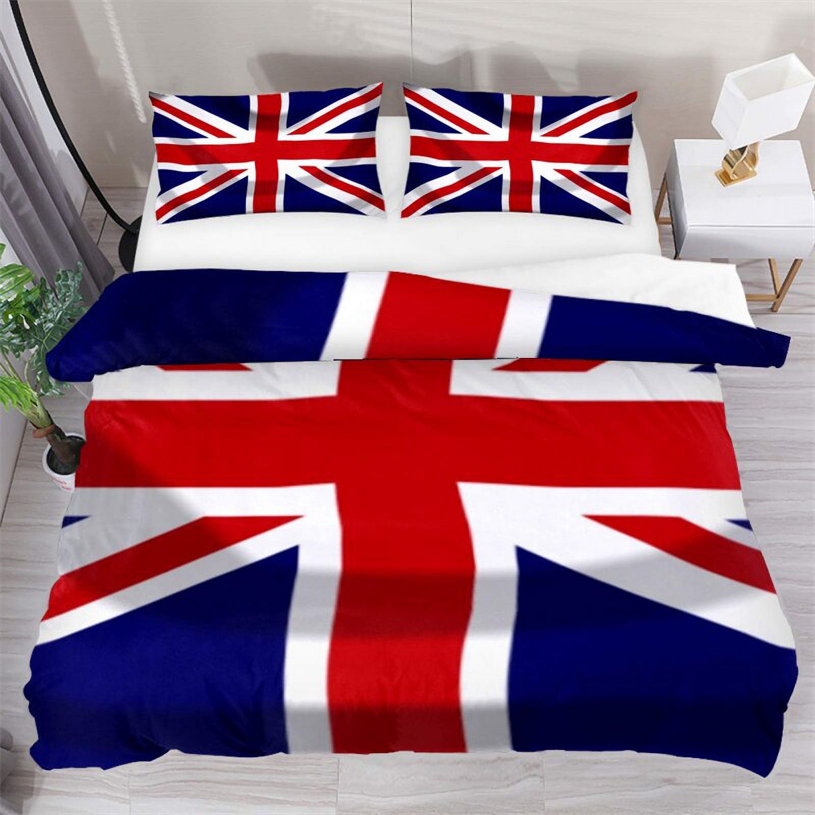 Union Jack Duvet Cover Set Grunge Industrial Themed Composition of UK