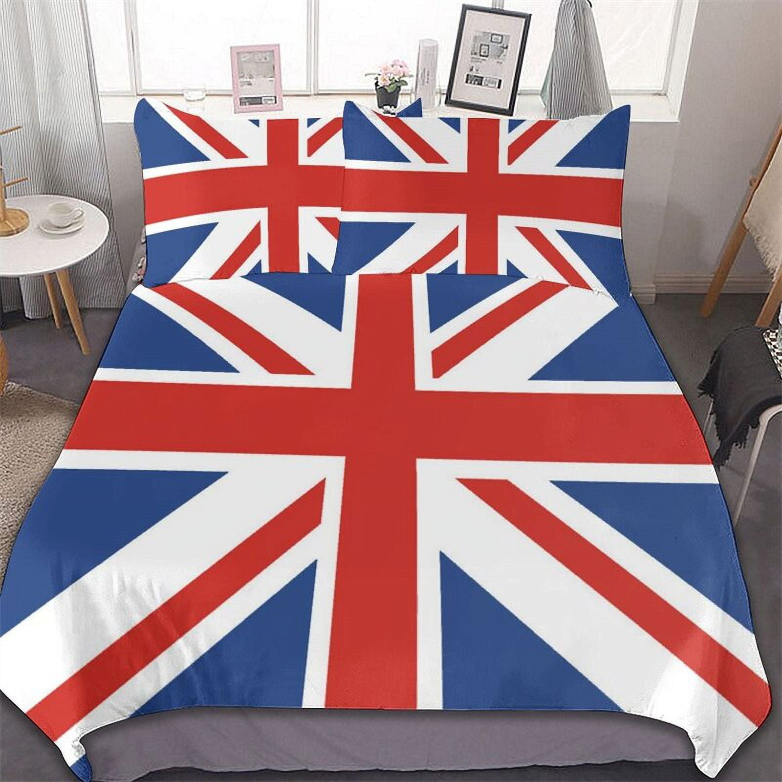 Union Jack Duvet Cover Set Grunge Industrial Themed Composition of UK
