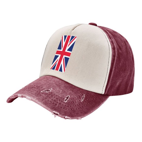 Union-Jack Flag Baseball Cap Distressed Adjustable Vintage Cotton Denim Hat for Women Men