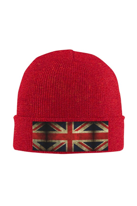 Union Jack Flag Beanie Hat Men Women Warm Printed Cap Knit Beanies Hats Outdoor Winter Red