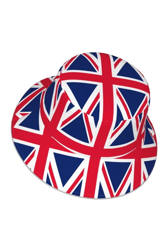Union-Jack Flag Bucket Hat With Reflective Stripe Beach Sun Fishing Hat Reversible For Men Women