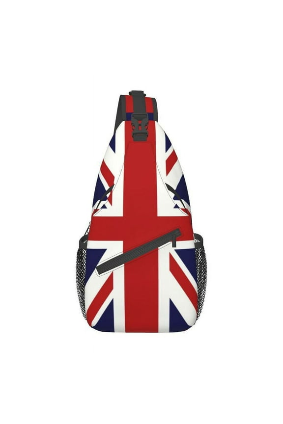 United Kingdom Flag Collage Sling Chest Bag UK London British Pattern Crossbody Shoulder Backpack for Men Travel Hiking Daypack