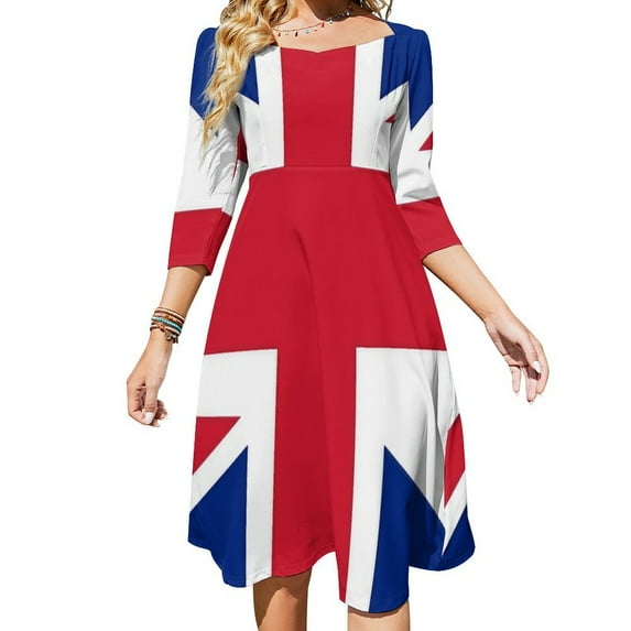Union Jack Flag Of The Uk Womens Summer Dress Tie Back A Line Flare Dress