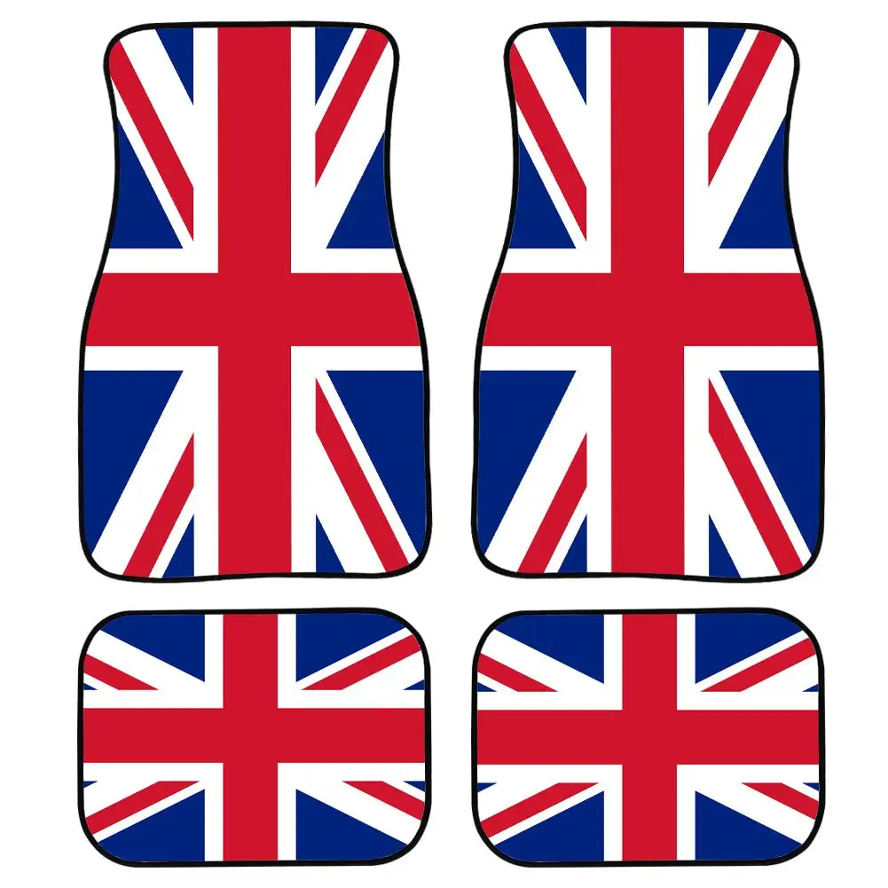 Union Jack Flag Set of 4 Complete Printed Custom Design Carpet Car SUV