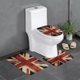 thumbnail image 1 of Union Jack Flag Vintage UK 3-Piece Bathroom Rug Set Non-Slip Flannel Bath Mat 24"x16" U-Shaped Contour Mat Toilet Lid Cover, 1 of 7