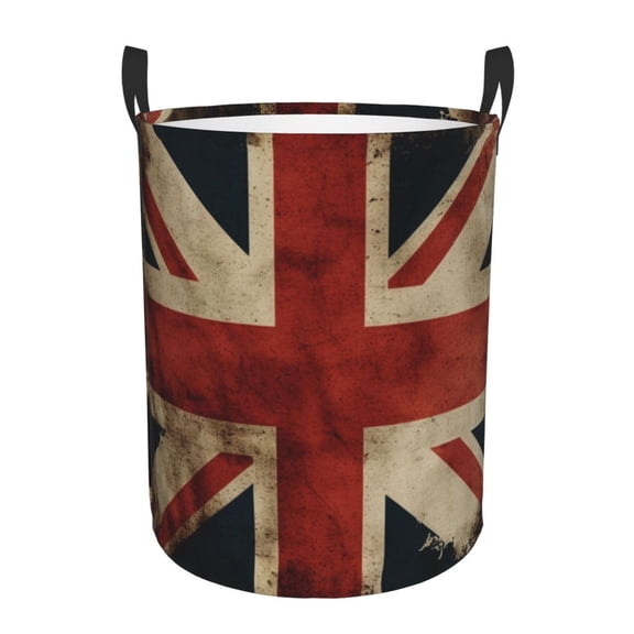Union Jack Flag Vintage UK Foldable Laundry Hamper with Handle Storage Basket for Clothes Toys & Organizing
