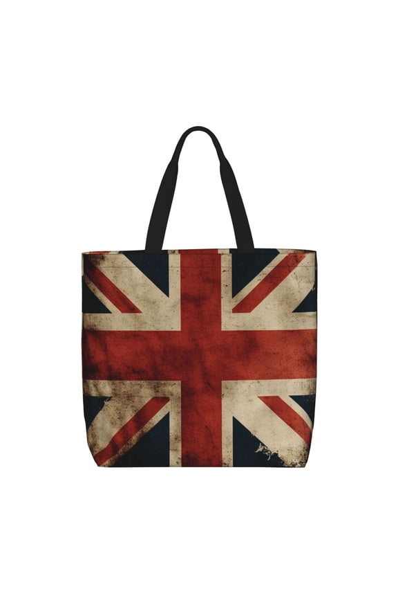 Union Jack Flag Vintage UK Tote Bag Reusable Shoulder Handbag Top Handle Purse for Shopping Work