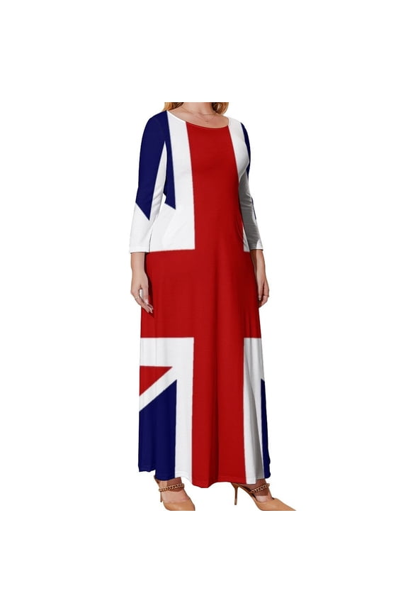 Union Jack Flag of UK Long Sleeved Dress luxury evening dress woman for wedding Elegant gown