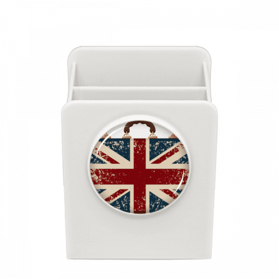 Union Jack Retro Suitcase Britain UK Flag Culture Desk Pencil Holder Cup Pen Organizer