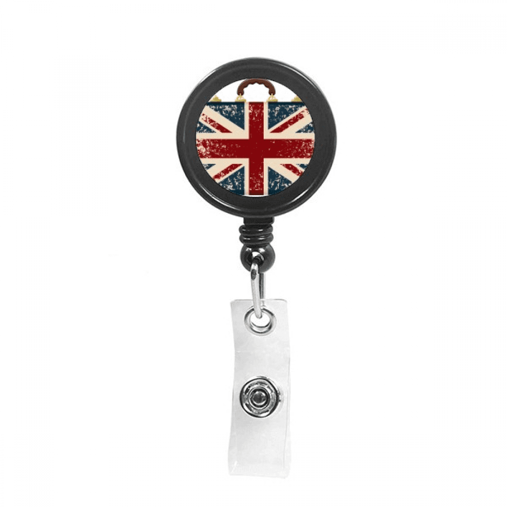 Union Jack Retro Suitcase Britain UK Flag Culture Retractable Keychain Badge Holder ID Badge