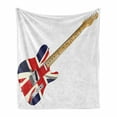 thumbnail image 1 of Union Jack Soft Flannel Fleece Throw Blanket, Classical Electric Guitar UK Flag Britain Music Instrument, Cozy Plush for Indoor and Outdoor Use, 50" x 60", Pale Brown Grey Black, by Ambesonne, 1 of 6