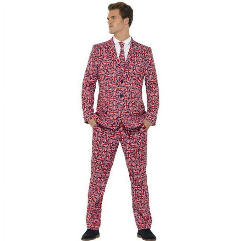Union Jack Suit Adult Red Blue Patriotic Costume Union Jack Suit Adult Red Blue Patriotic Costume