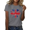 thumbnail image 1 of Union Jack T Shirt Women Clearance,Ladies Union Jack Tops Crewneck Short Sleeve Blouse Slim Fit Union Jack Flags Printed Casual Graphic Tee Sunflower Summer Tops Size 8-16, 1 of 3