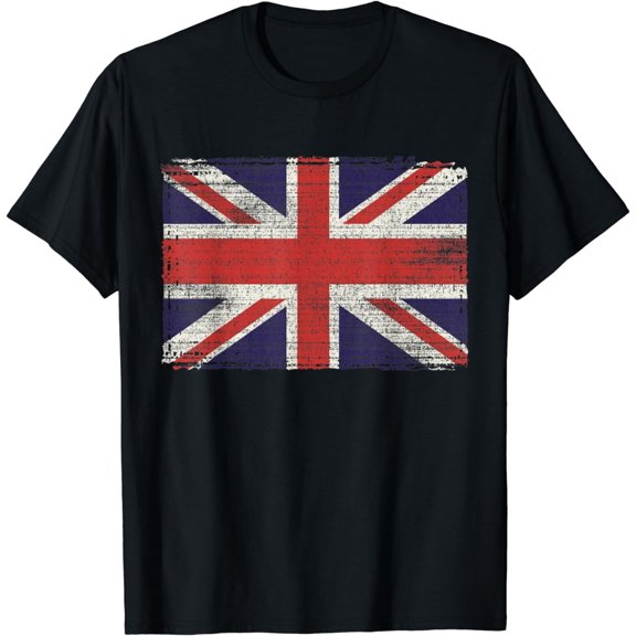 Union Jack T-shirt Vintage UK Flag Tee British Retro Flag mens t shirt，black，women，funny，misfits，men，journey