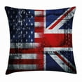 thumbnail image 1 of Union Jack Throw Pillow Cushion Cover, Alliance Togetherness Theme Composition of UK and USA Flags Vintage, Decorative Square Accent Pillow Case, 20 X 20 Inches, Navy Blue Red White, by Ambesonne, 1 of 2