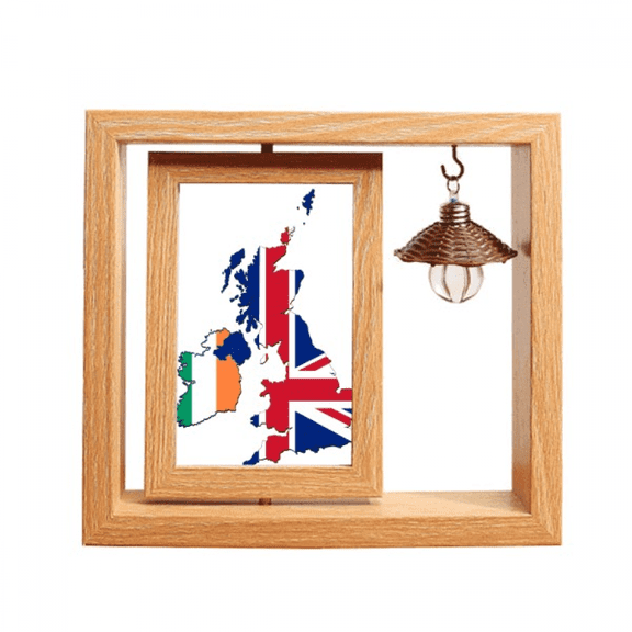 Union Jack UK Britain Irland Map Country Wooden Rotating Picture Photo Frame 4x6