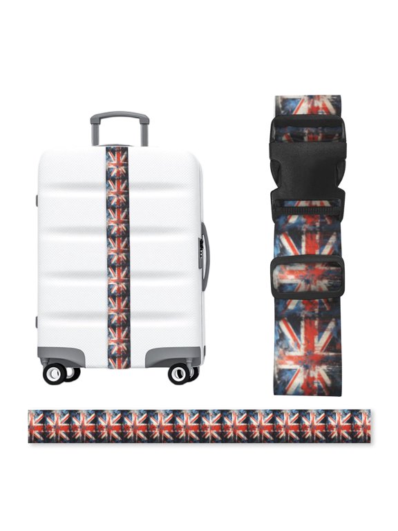 Union Jack UK Flag Art Adjustable Luggage Strap, 2-Inch Wide Heavy-Duty Suitcase Belt, Buckle Travel Bag Securing Band