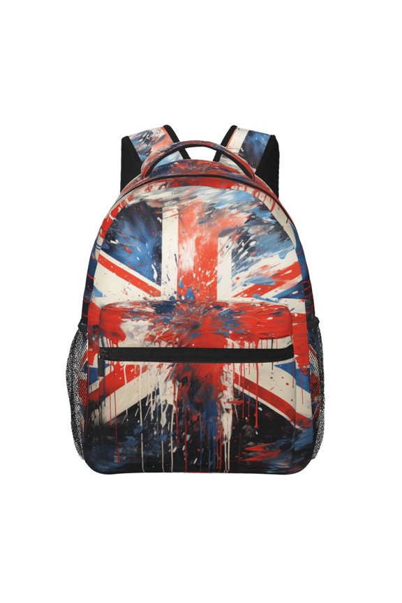 Union Jack UK Flag Art Backpack Casual College Bag Zipper Laptop Daypack Hiking Rucksack Travel