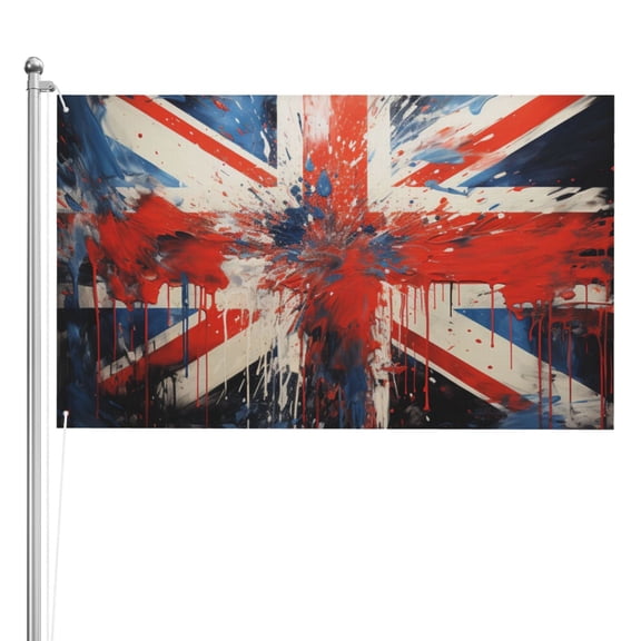 Union Jack UK Flag Art Double Sided Flag 3x5FT Reversible Garden Flag Outdoor Decor for House, Porch, Lawn, Yard, Indoor Wall, Party Decoration