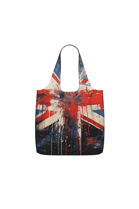 Union Jack UK Flag Art Foldable Reusable Shopping Bag Large Capacity Tote Handbag Storage Pouch for Travel Work