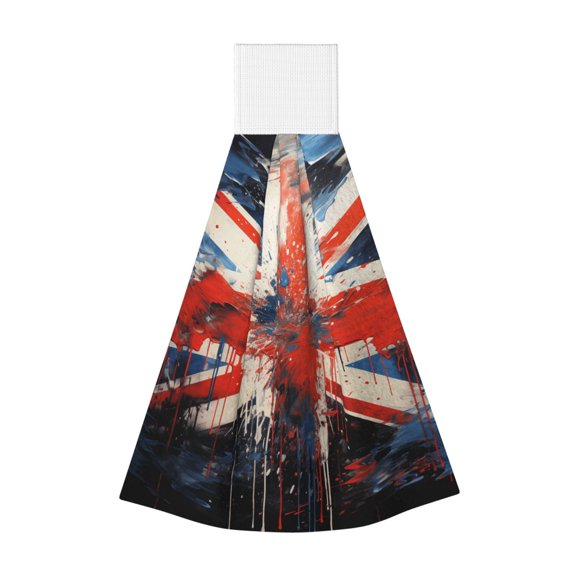 Union Jack UK Flag Art Hanging Coral Fleece Hand Towel 1 PC , Super Absorbent Kitchen Towel Quick-Dry Dish Cloth