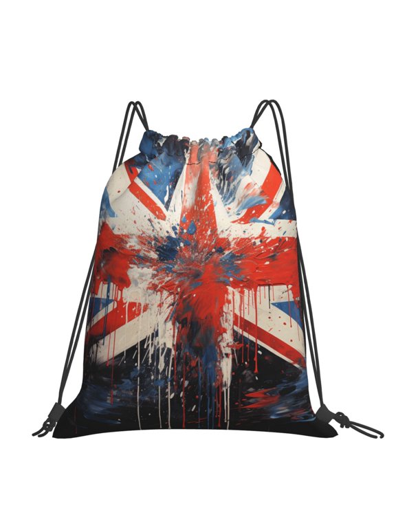 Union Jack UK Flag Art Large Drawstring Backpack Casual Cinch Sack Bag Backpack for Sports Hiking Travel Gym