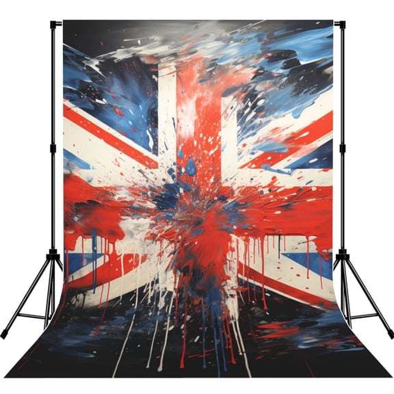Union Jack UK Flag Art Photography Backdrop 5x7Ft Background for Photo Studio Video Recording Birthday Party Wedding Home Decor