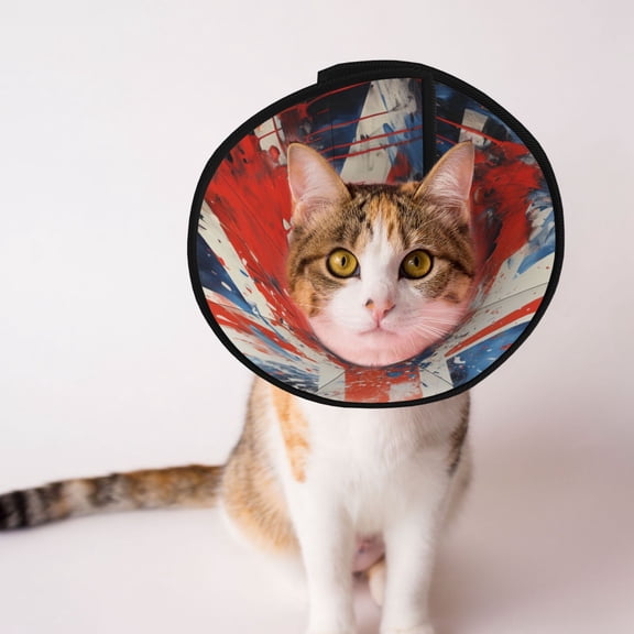 Union Jack UK Flag Art Soft Pet Recovery Collar for Cats Small Dogs, Protective Elizabeth Collar for Post-Surgery, Anti-Lick & Anti-Scratch