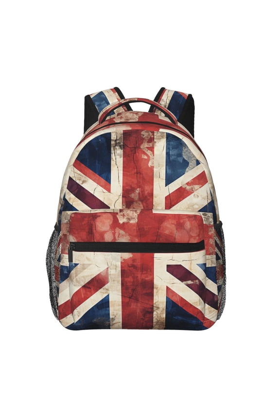 Union Jack UK Flag Vintage Backpack Casual College Bag Zipper Laptop Daypack Hiking Rucksack Travel