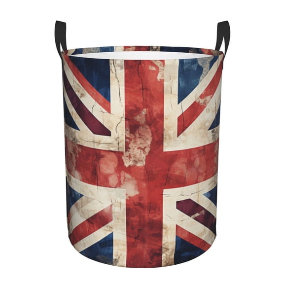 Union Jack UK Flag Vintage Foldable Laundry Hamper with Handle Storage Basket for Clothes Toys & Organizing