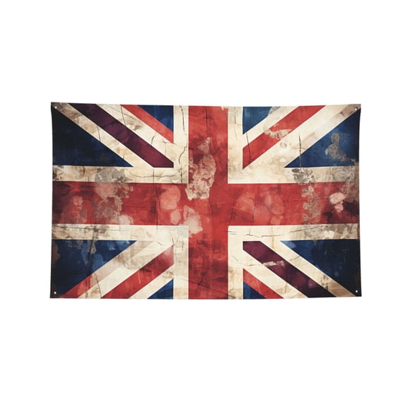 Union Jack UK Flag Vintage Four Hole Decorated Banner Flag for Garden Yard Home Decoration Indoor Outdoor 2x3 Ft