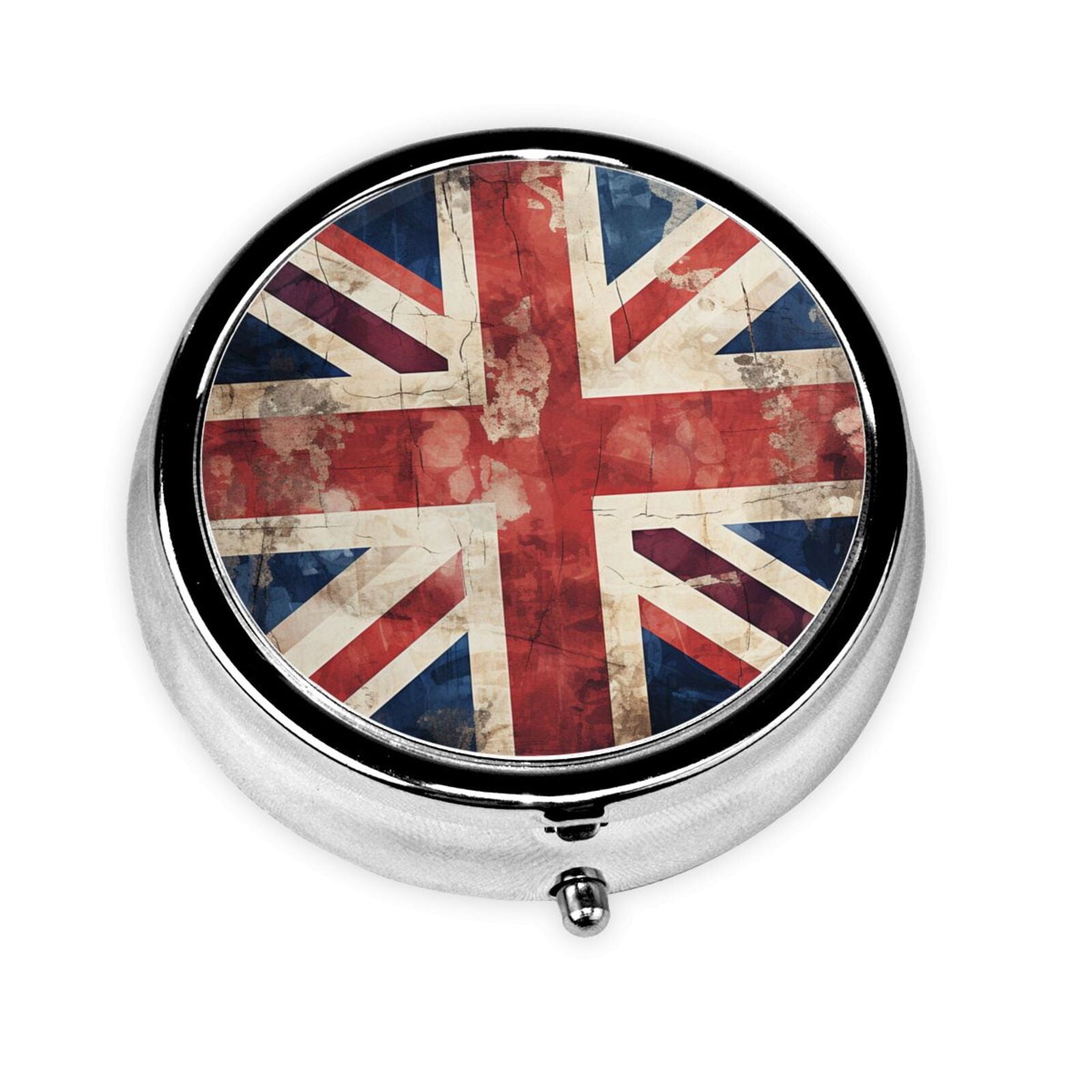 Union Tablet Box Union Jack UK Flag Vintage Mini Round Pill Box Portable Small Pill Case ...