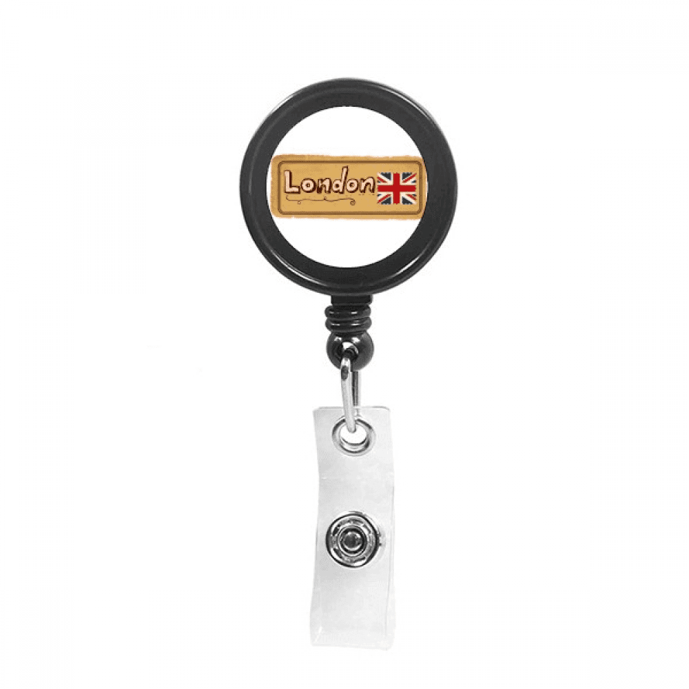 Union Jack UK London Stamp Britian Retractable Keychain Badge Holder ID Badge