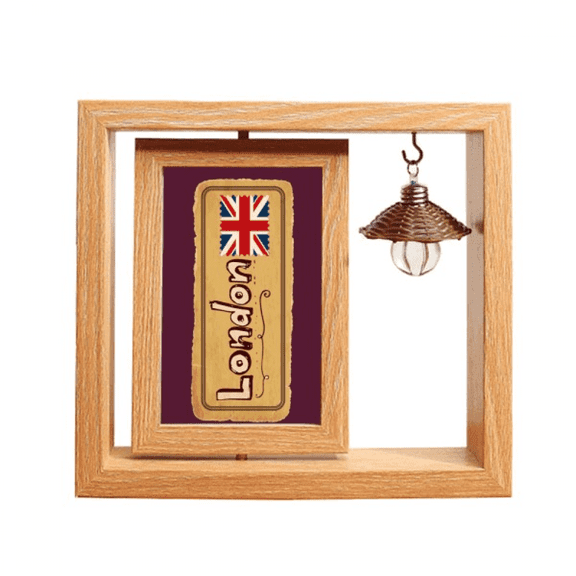 Union Jack UK London Stamp Britian Wooden Rotating Picture Photo Frame 4x6