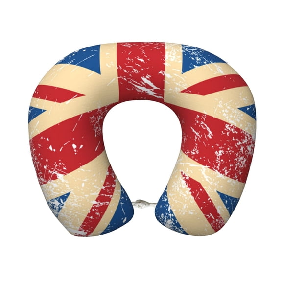 Union Jack Uk Flag Retro Ergonomic Memory Foam Travel Pillow, Soft U-Shaped Neck Support Pillow Cover for Airplane, Office, Driving