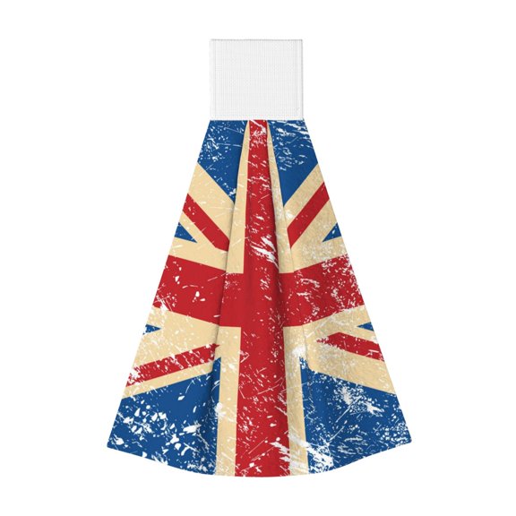 Union Jack Uk Flag Retro Hanging Coral Fleece Hand Towel 1 PC , Super Absorbent Kitchen Towel Quick-Dry Dish Cloth
