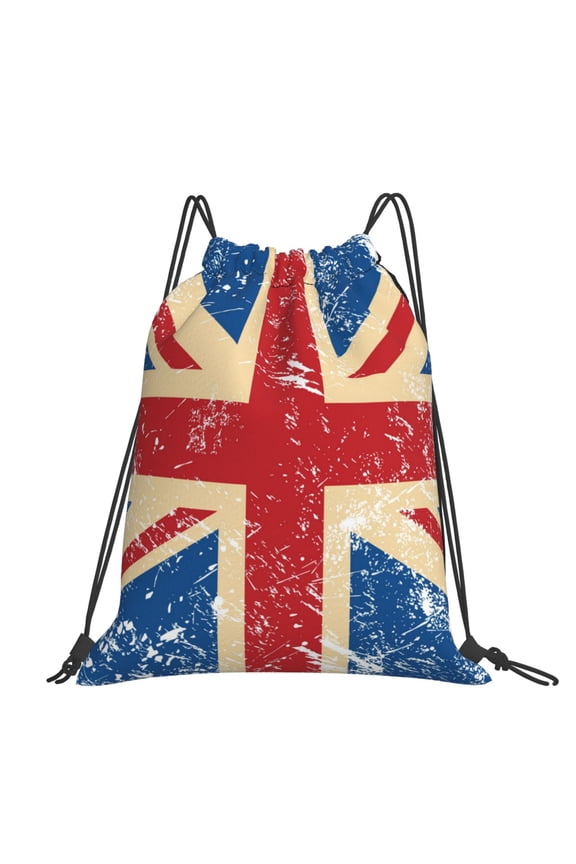 Union Jack Uk Flag Retro Large Drawstring Backpack Casual Cinch Sack Bag Backpack for Sports Hiking Travel Gym