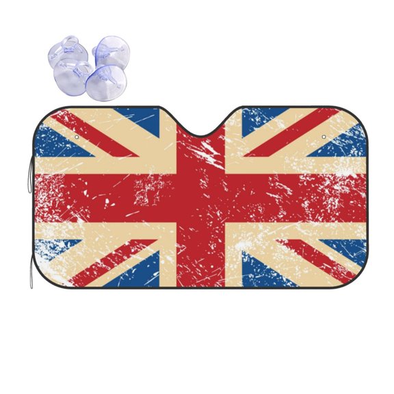 Union Jack Uk Flag Retro Reflective Car Windshield Sunshade, UV Ray Reflector Sun Visor Universal Fit for SUVs, Trucks, Sedans,S