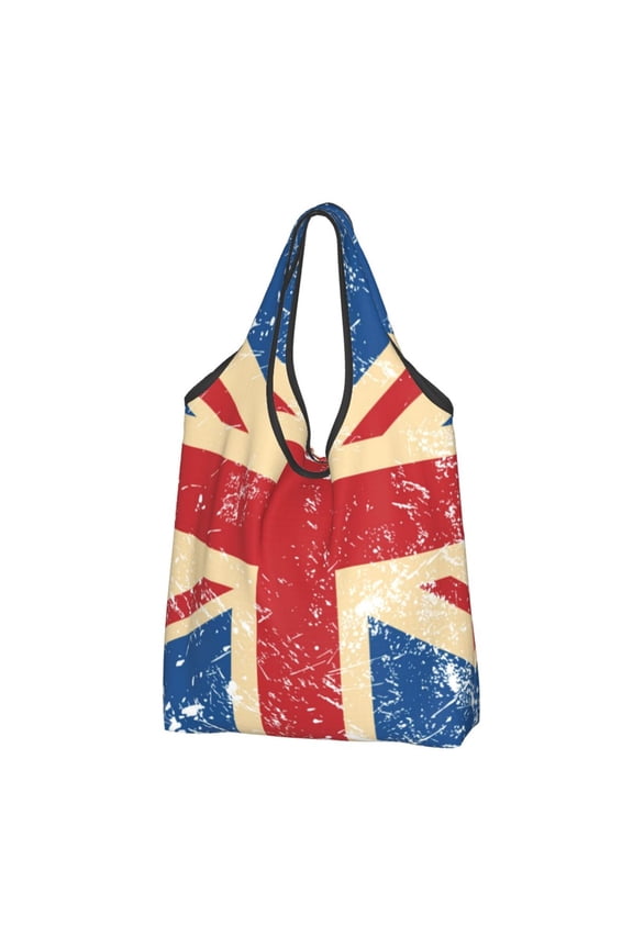 Union Jack Uk Flag Retro Reusable Grocery Bags Shopping Totes Foldable Washable Pouch Handbag Storage Bag